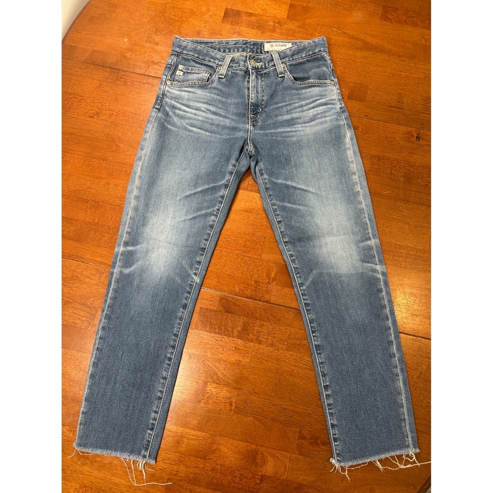 AG Adriano Goldschmied Jeans Women 26 Blue Prima Raw Hem Straight Leg